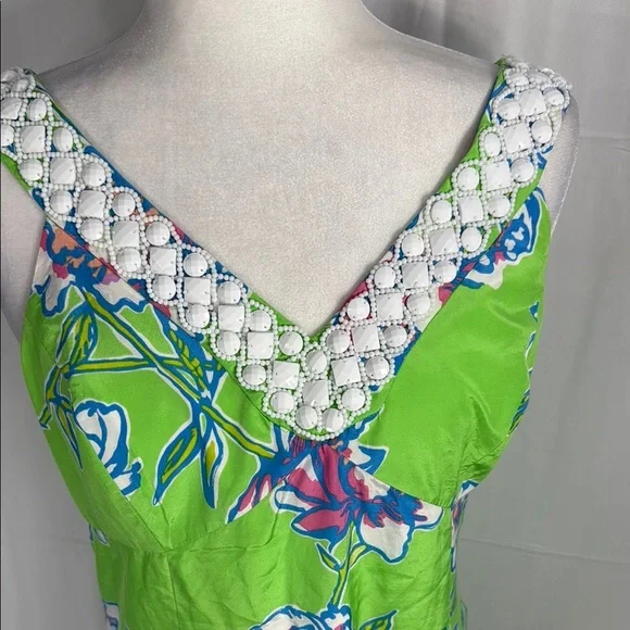 Lilly Pulitzer Green Floral Maxi Dress Size 6 - Picture 4 of 11